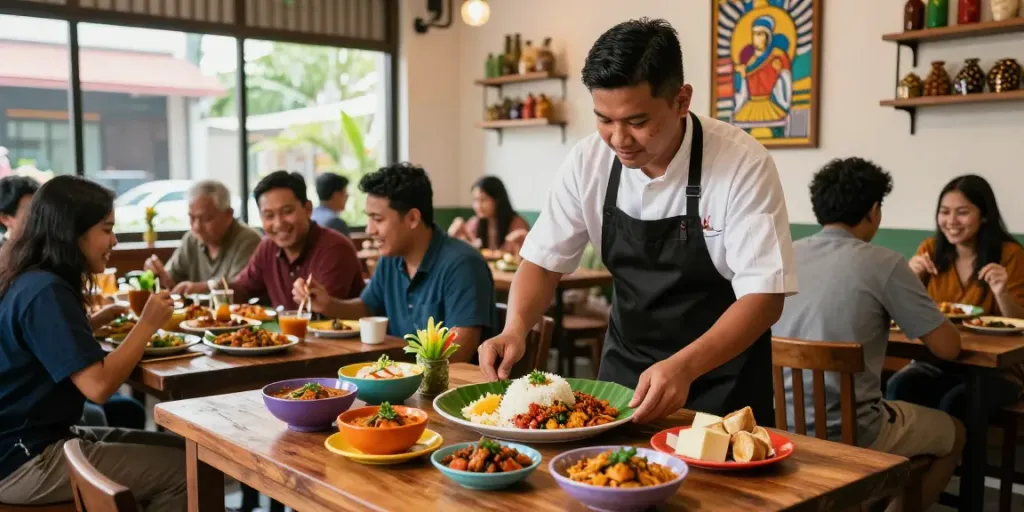 Enjoying Nasi Kandar at rokok88, showcasing vibrant dishes and culinary tradition in a lively restaurant.
