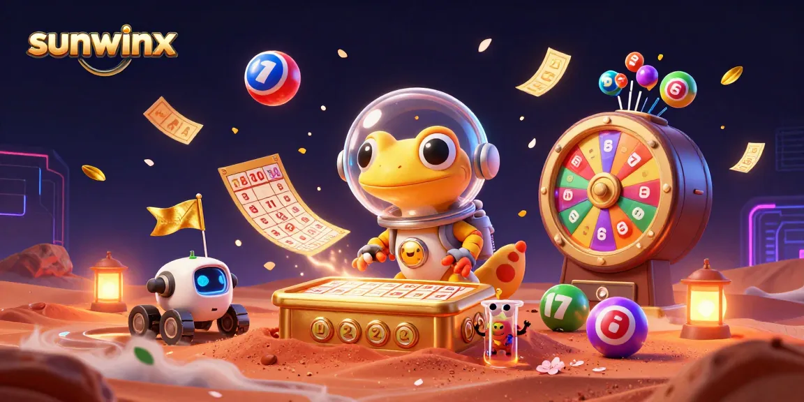 Engage with sunwinx in an action-packed casino adventure illustration that depicts vibrant lottery elements.