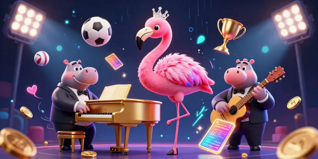 Engaging mm88 gambling scene featuring vibrant casino characters and dynamic sports elements.