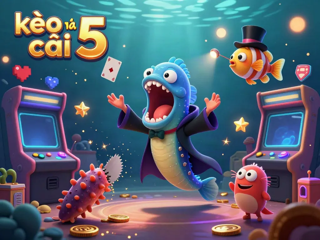 Witness the magic performance of kèo nhà cái 5 in a vibrant underwater casino scene.