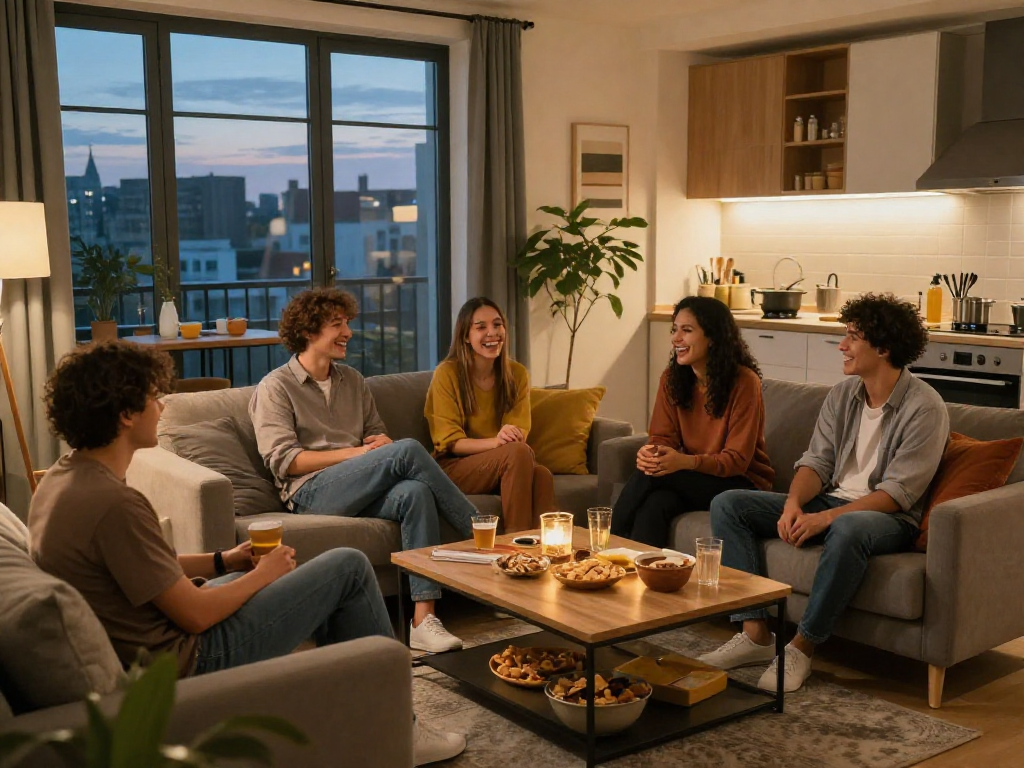 Gemütliche Atmosphäre bei der Anmietung von Monteurzimmer in Hannover, perfekt für Freunde.
