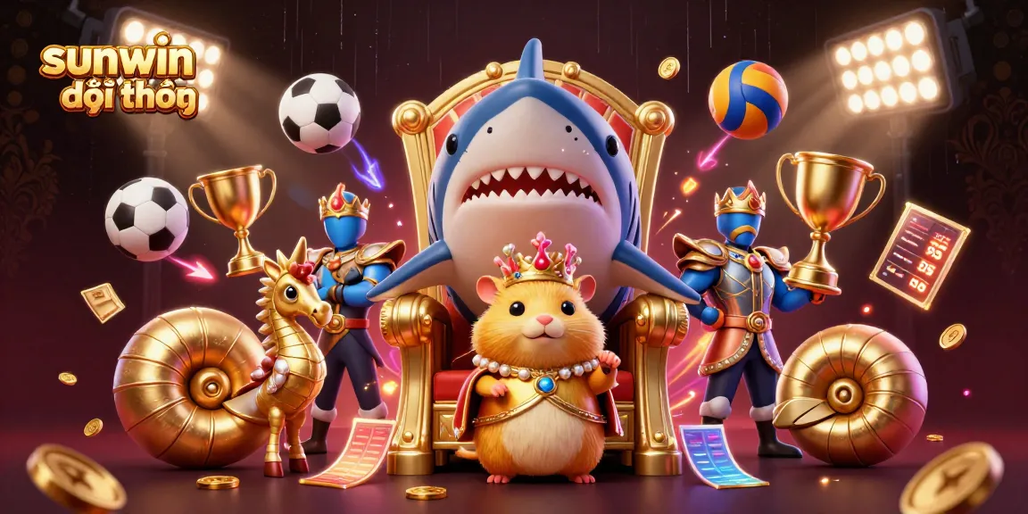 Experience winning action with sunwin đổi thưởng as a golden hamster king commands from a megalodon throne.